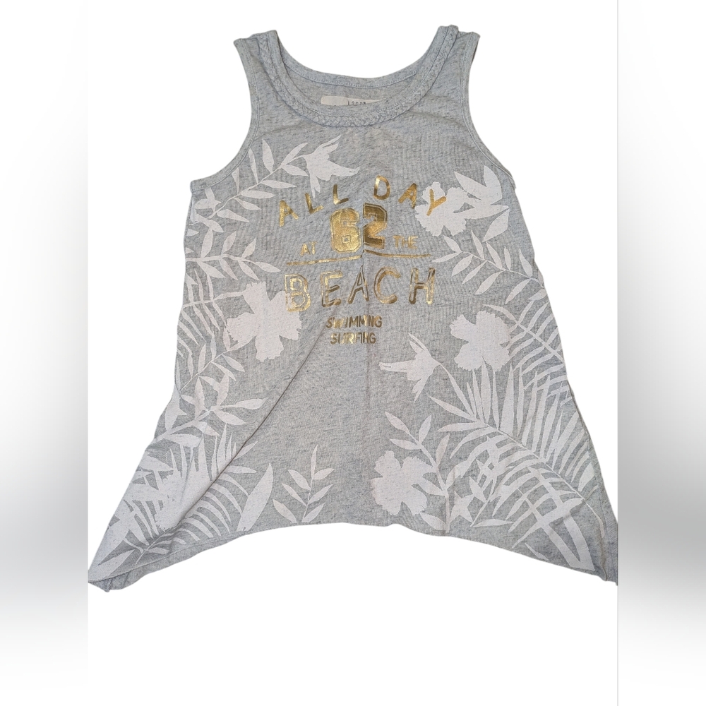 👉10/10$ H&M Kids Gray Tank Top with Gold Beach Print